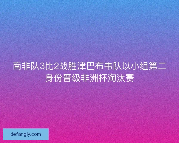 南非队3比2战胜津巴布韦队以小组第二身份晋级非洲杯淘汰赛